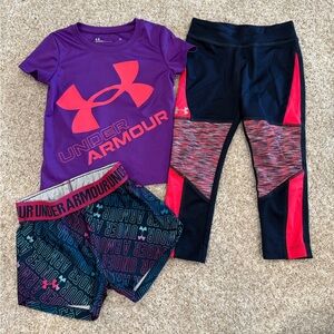Under Armour Kids Activewear Set - Purple, Pink, and Black